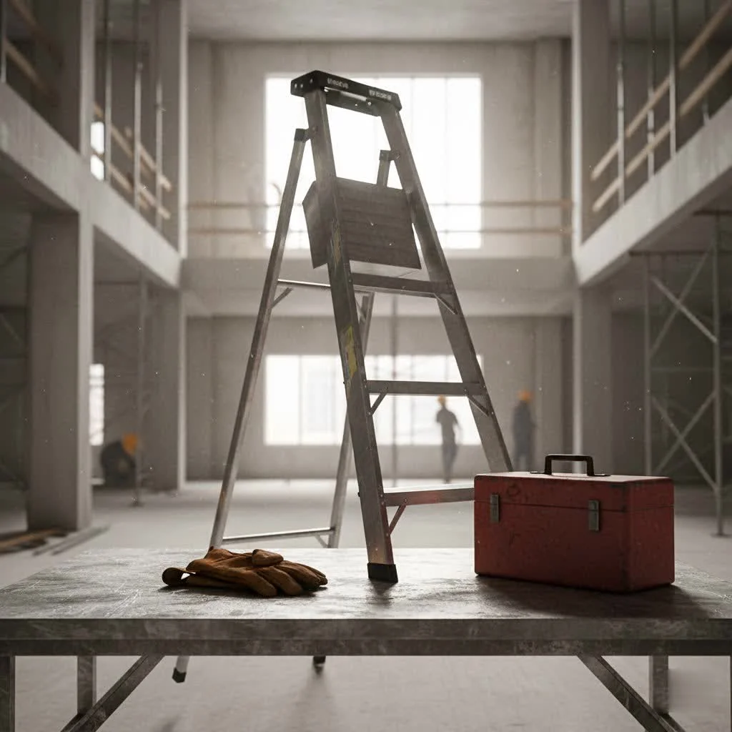 A 10-foot step ladder extended in an A-frame configuration