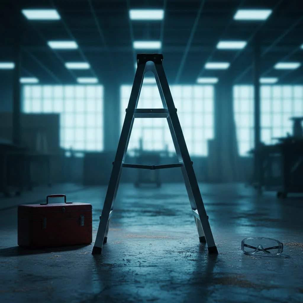 Person using a 10-foot step ladder for home maintenance